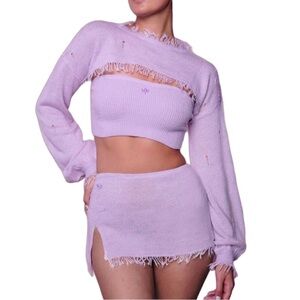 Frayed Lavender Knit Set